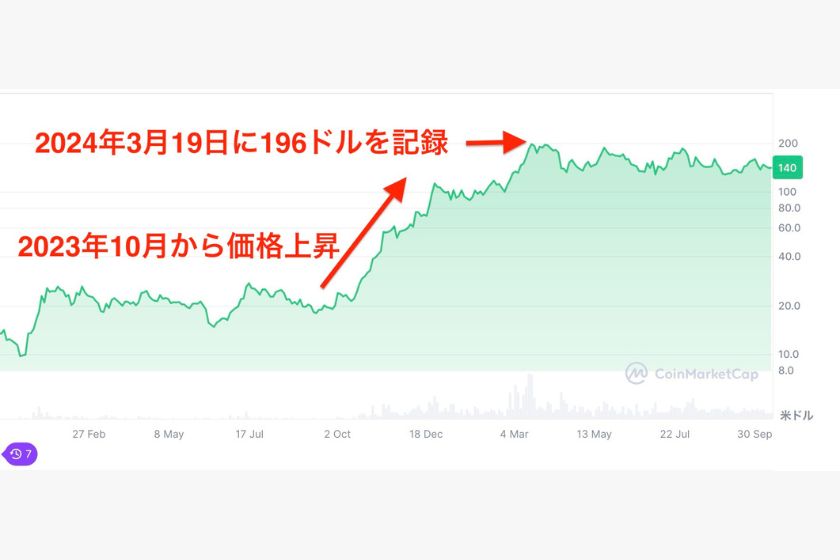 Solana-owakonn「1年で10倍の価格上昇」